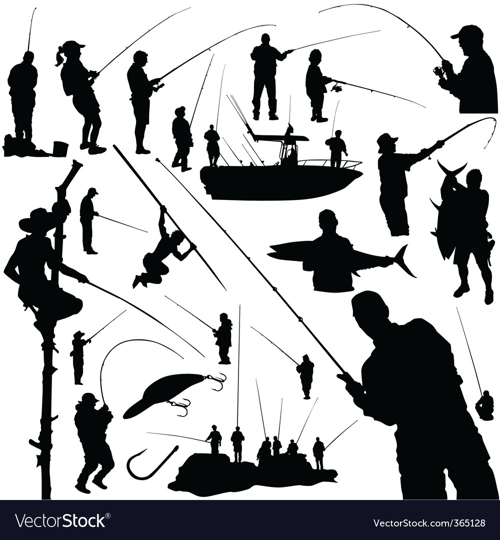 Download Fishermen and fishing Royalty Free Vector Image