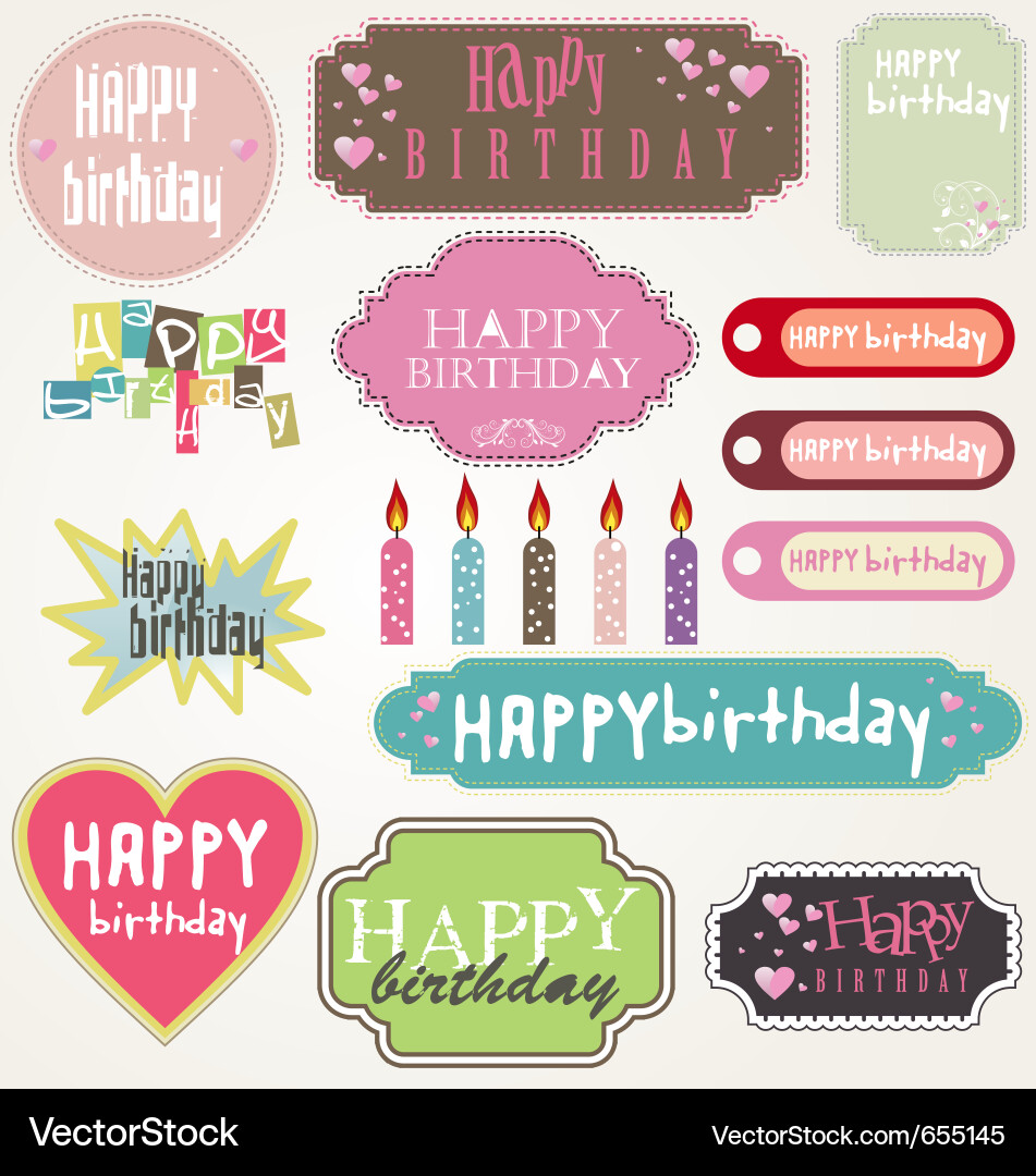 Happy birthday - labels Royalty Free Vector Image