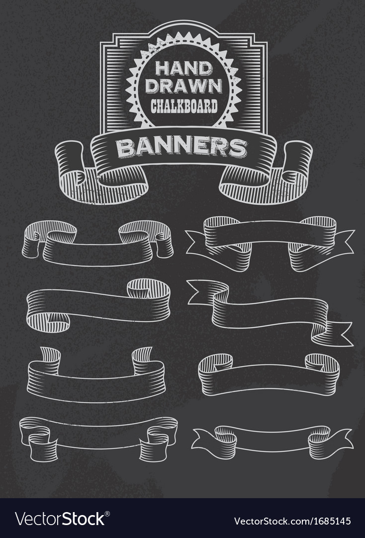 Chalkboard Banner and Ribbon Design Set Royalty Free Vector