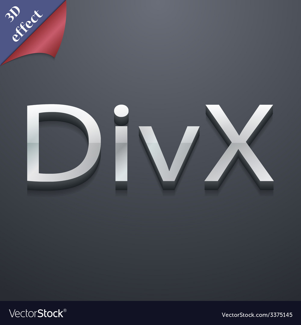 divx video format icon symbol 3d style trendy vector image 3d video format