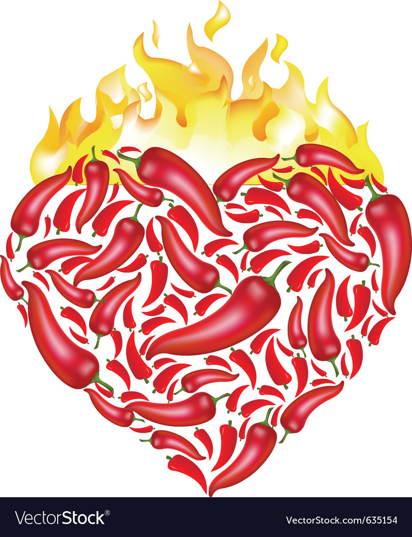 Chili pepper heart Royalty Free Vector Image VectorStock