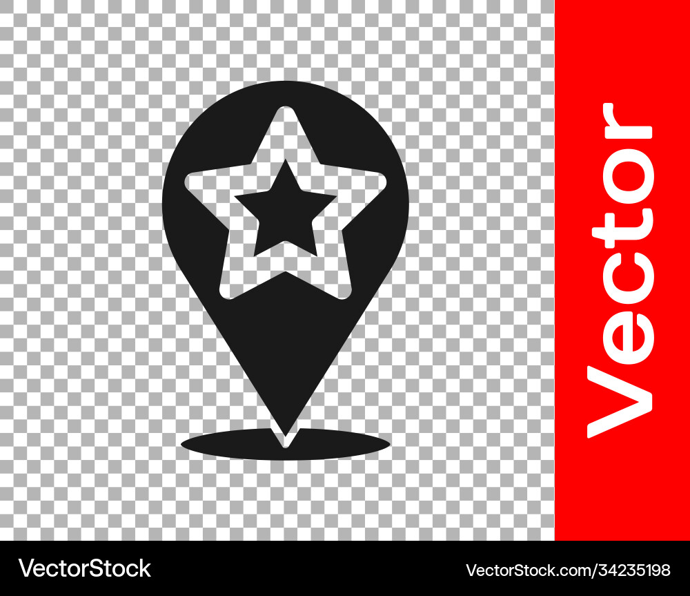 Black map pointer with star icon isolated Vector Image