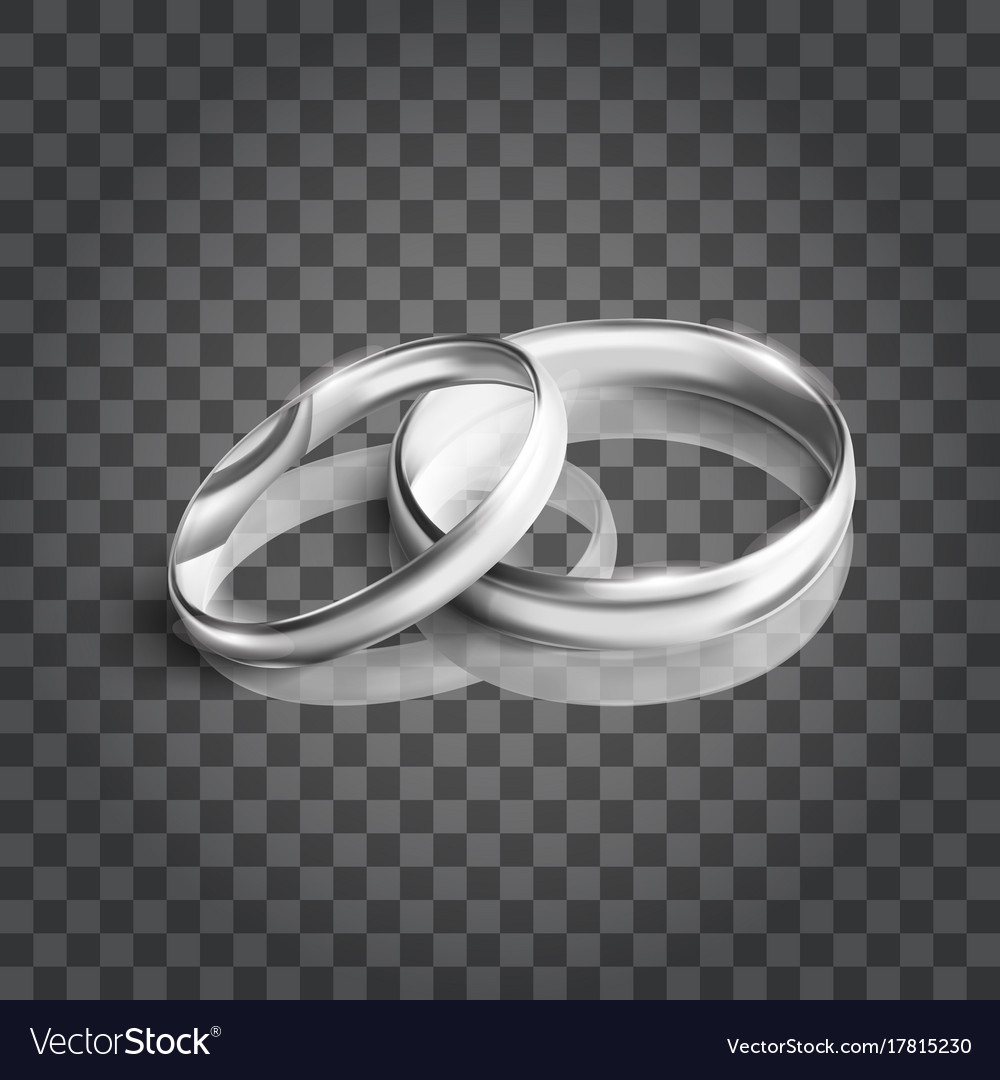 Silver wedding  rings  on transparent background  Vector Image