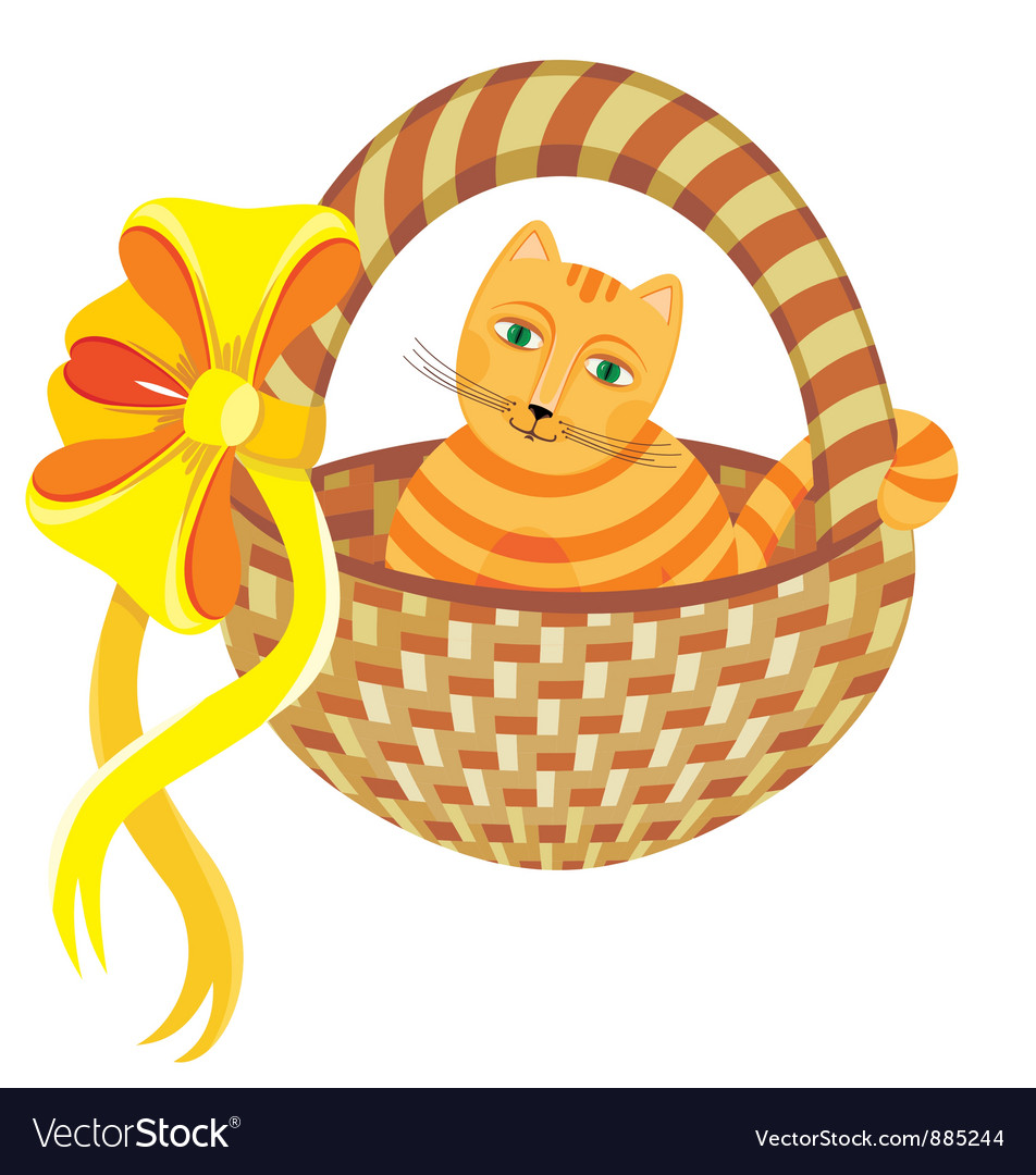 Cat in Basket Royalty Free Vector Image VectorStock