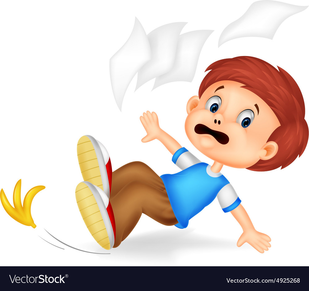 Cartoon boy fall down Royalty Free Vector Image