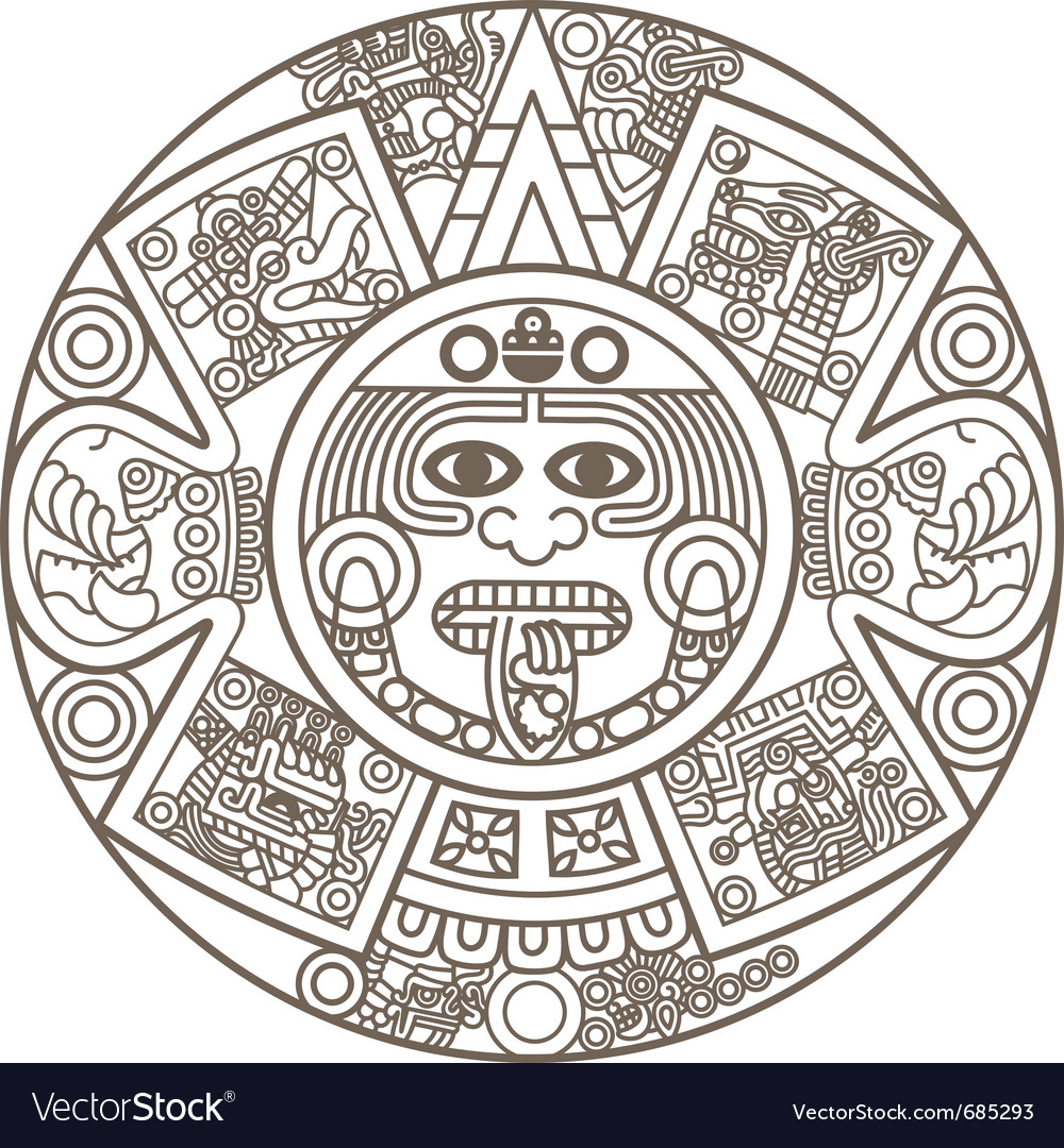 Stylized aztec calendar Royalty Free Vector Image