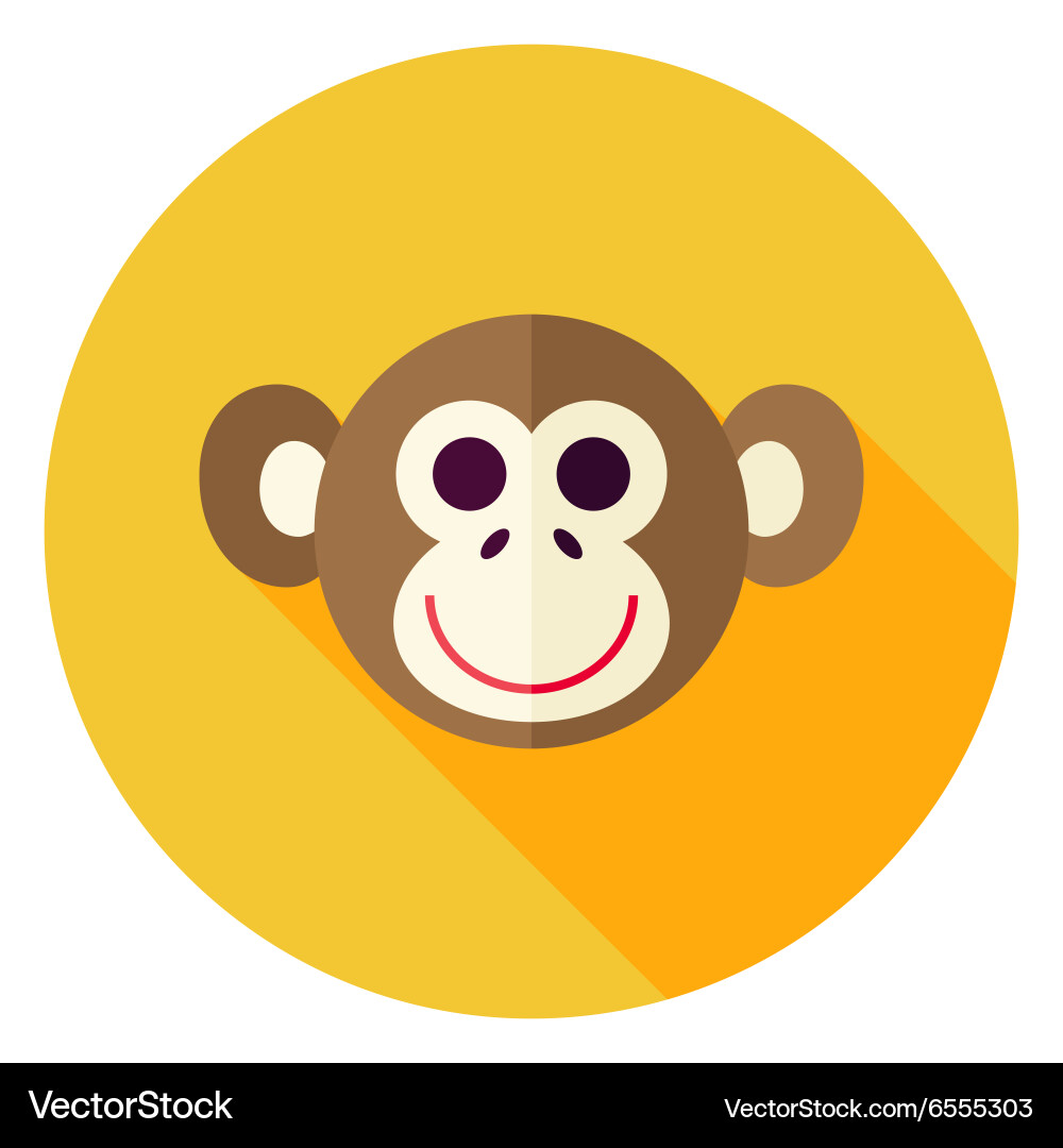 Flat Design Monkey Circle Icon Royalty Free Vector Image