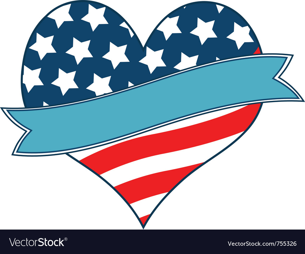 Download American flag heart Royalty Free Vector Image - VectorStock