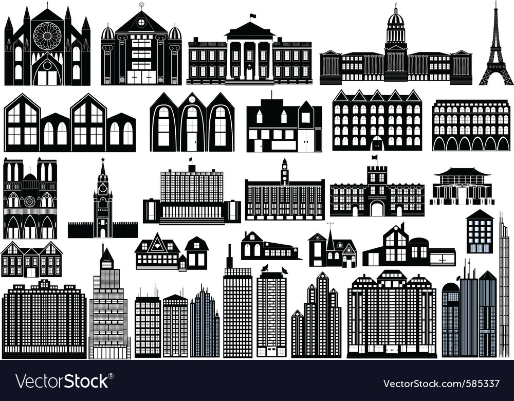 Building fronts Royalty Free Vector Image - VectorStock