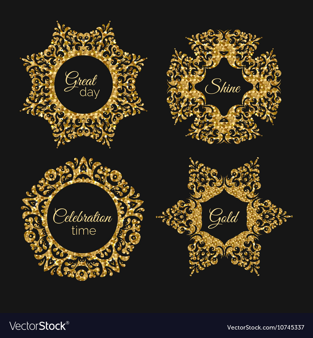 Gorden glitter frame Vintage gold frames Vector Image Gorden glitter frame Vintage gold frames Vector Image