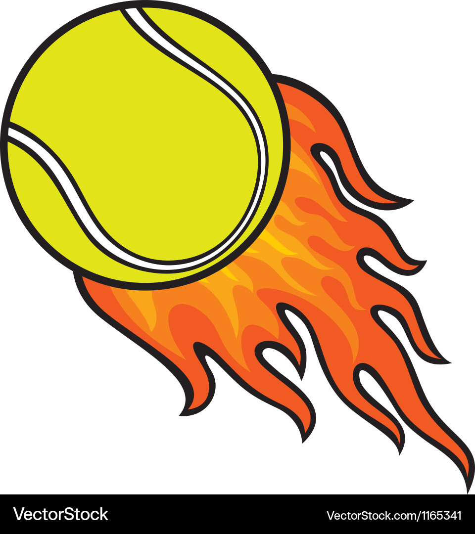 Tennis ball in fire Royalty Free Vector Image VectorStock