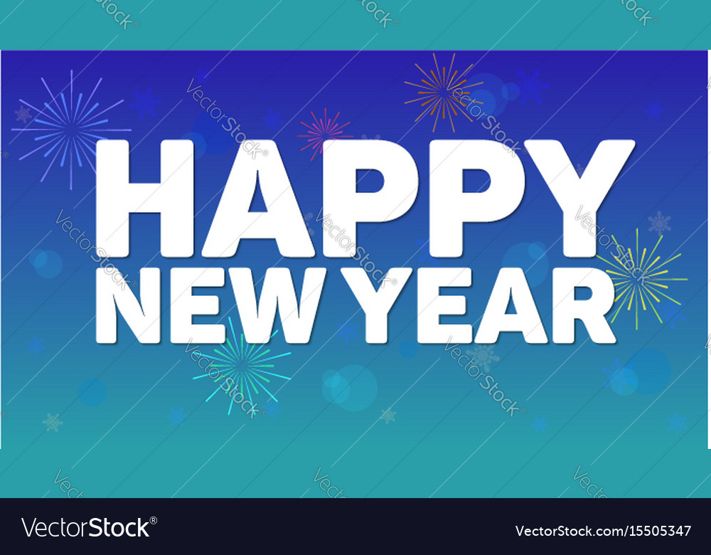 Happy New Year Greeting Horizontal Poster On Night Vector Image Happy New Year Greeting Horizontal Poster On Night Vector Image