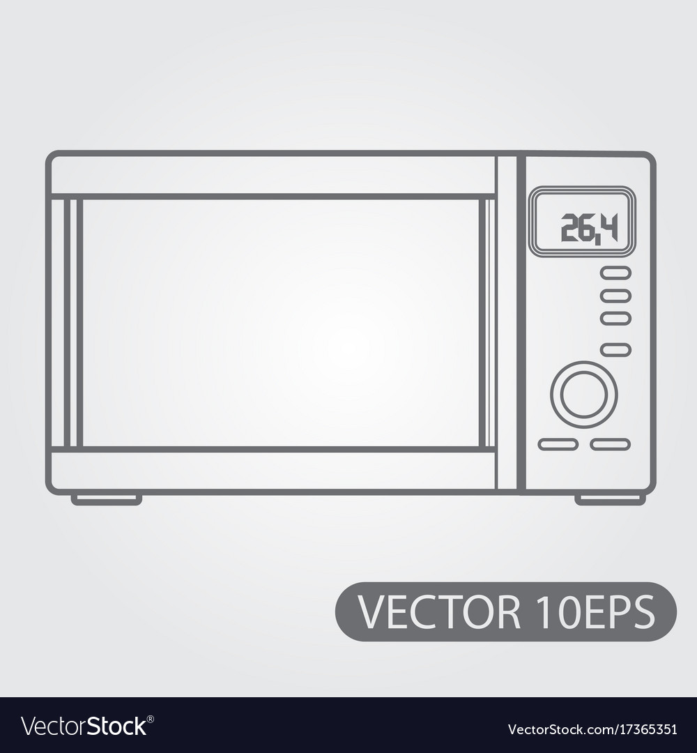 Microwave Icon Black And White Outline Drawing Vector Image