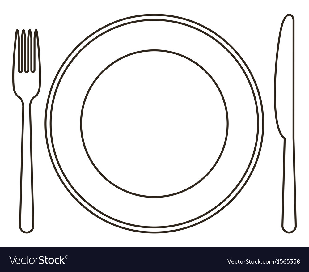 Plate knife and fork Royalty Free Vector Image