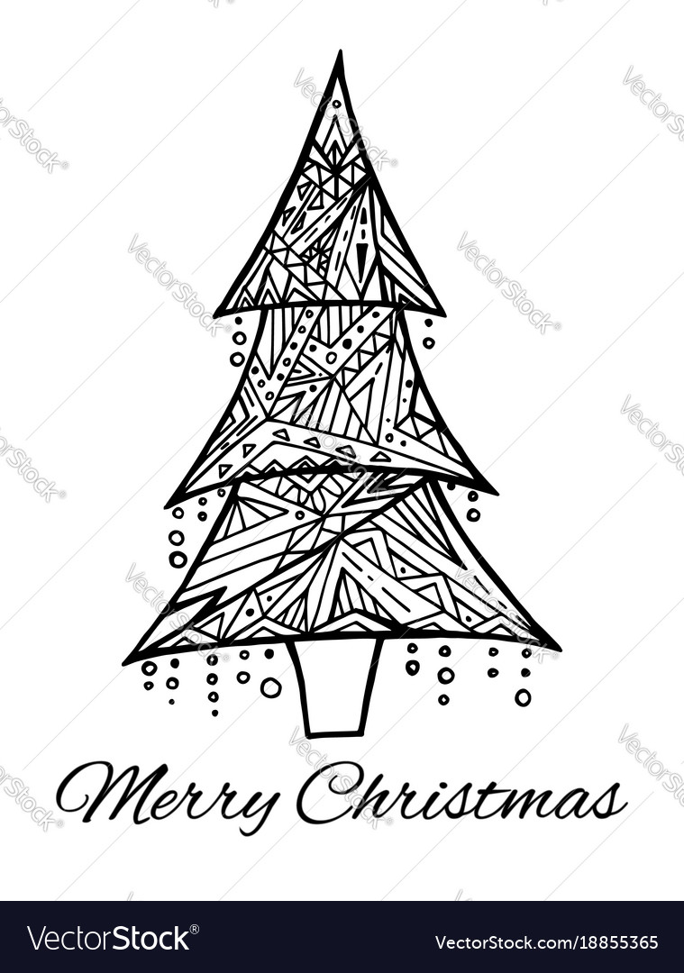 merry christmas card black and white