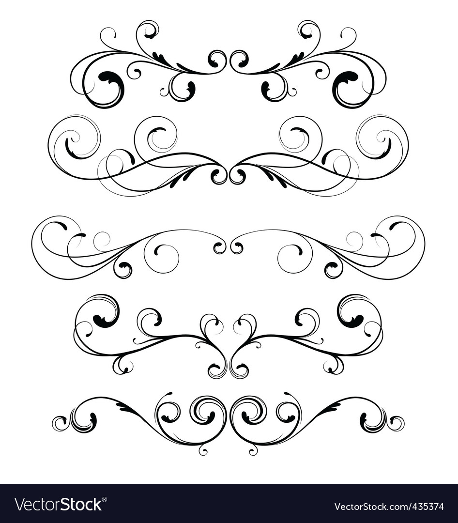 Floral decorative elements  Royalty Free Vector Image 