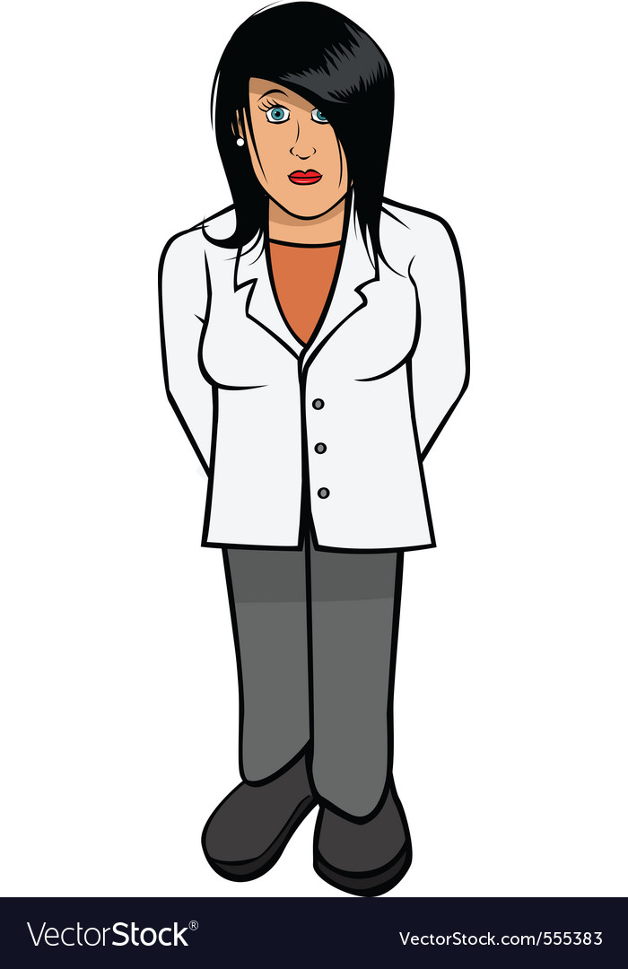 Lab coat scientist female Royalty Free Vector Image