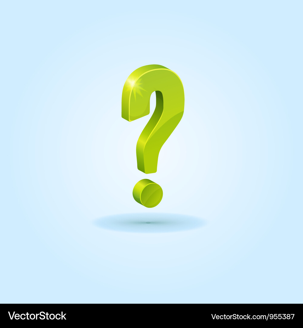 Green question mark isolated on blue background Vector Image