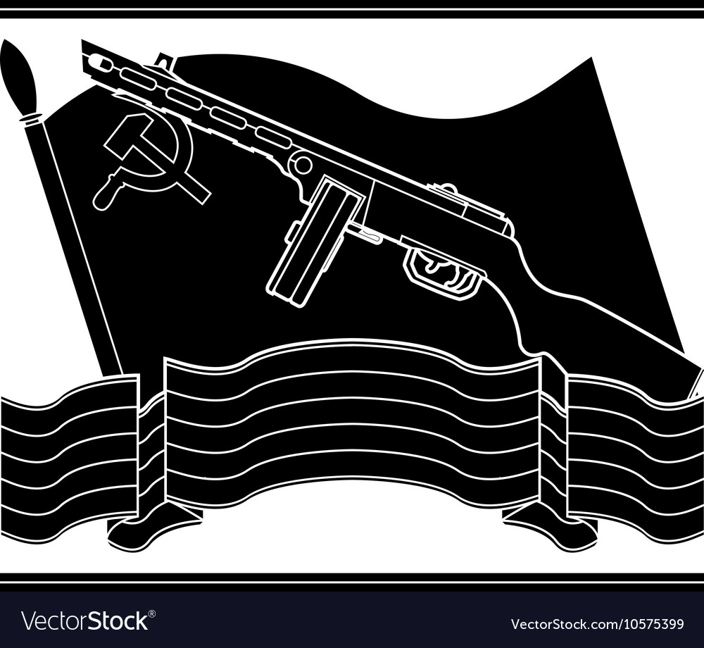 stencil of soviet machine gun and flag royalty free vector