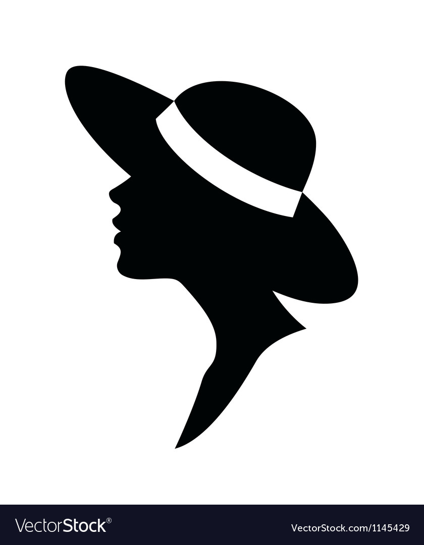 Young woman head silhouette in a hat Royalty Free Vector