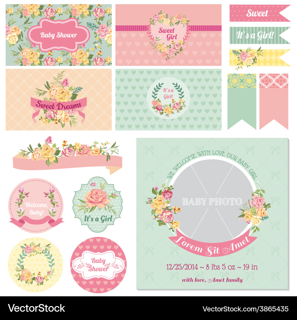 Baby Shower Flower Theme Royalty Free Vector Image