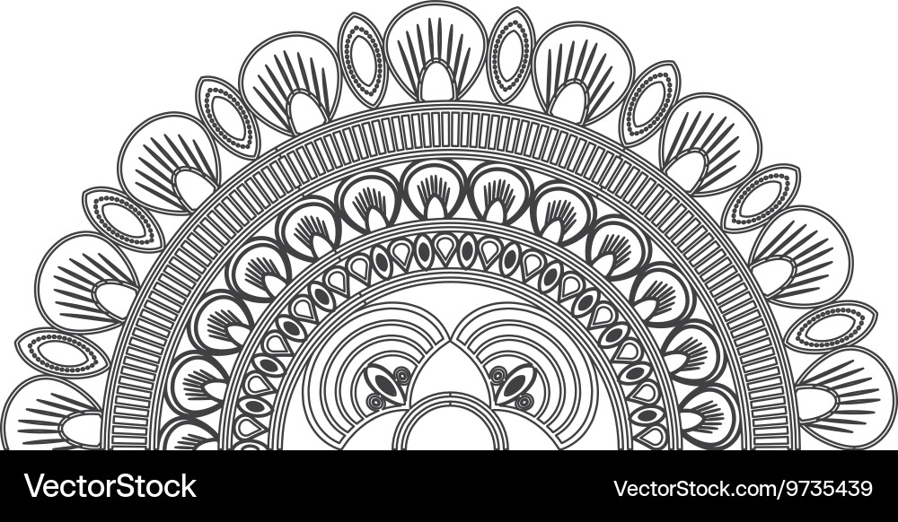 Download Circular decorative line half mandala icon Vector Image
