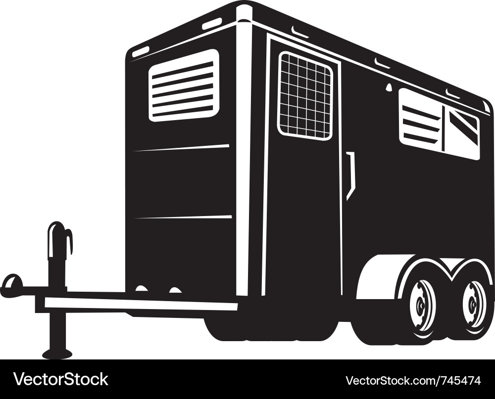 Horse trailer done in retro style Royalty Free Vector Image
