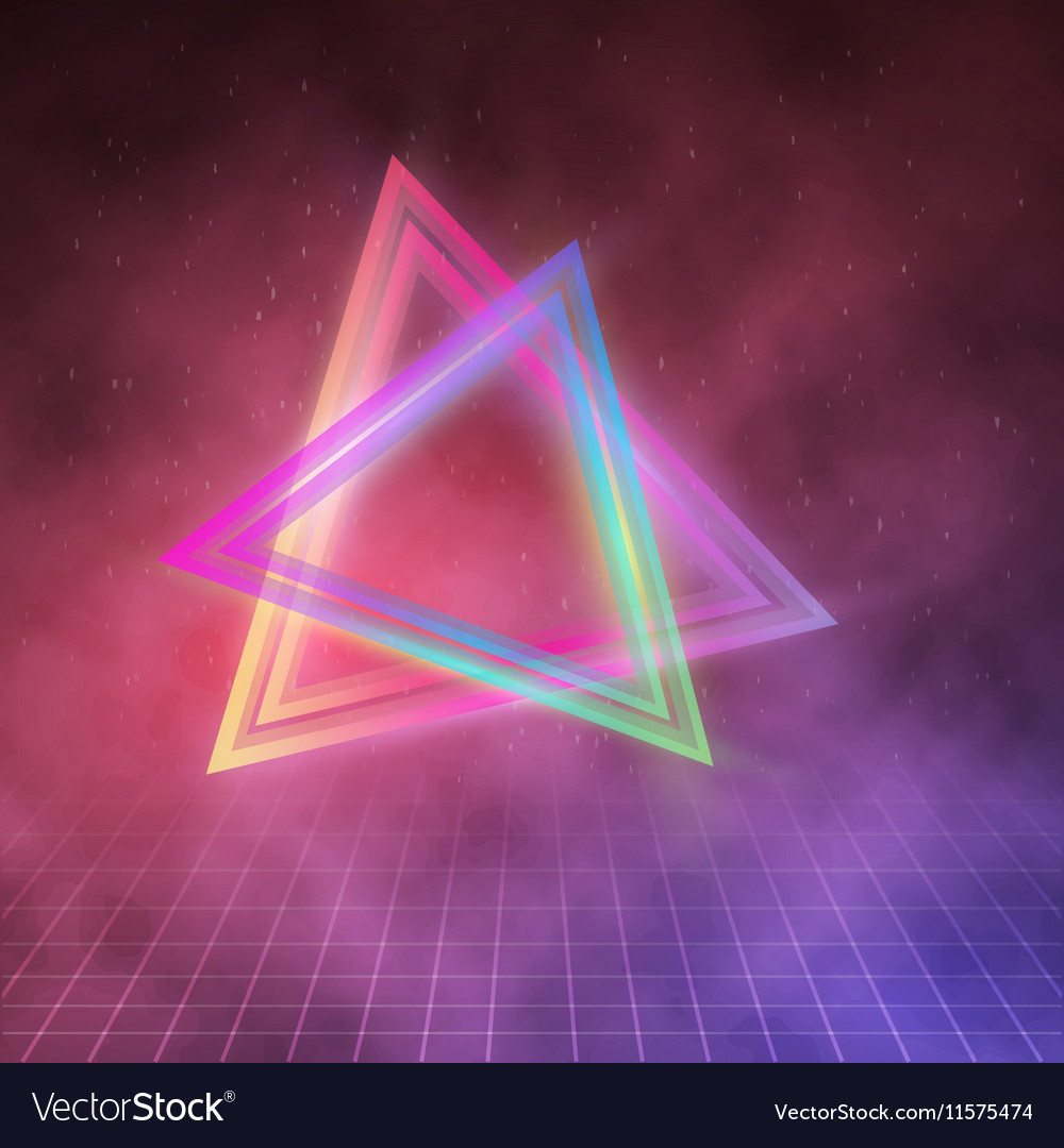 Neon Triangle Disco Poster Template 80s Background