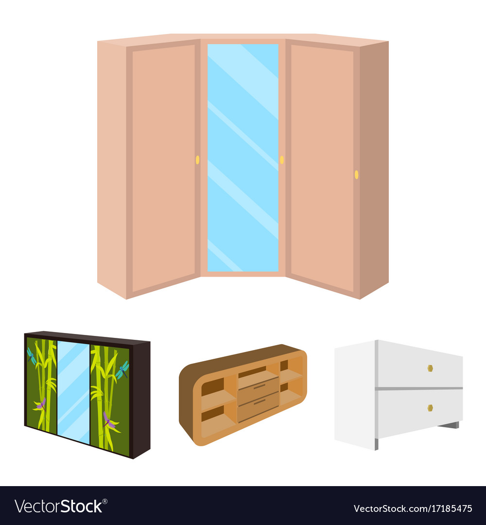 Chest Of Drawers Wardrobe With Mirror Corner Vector Image