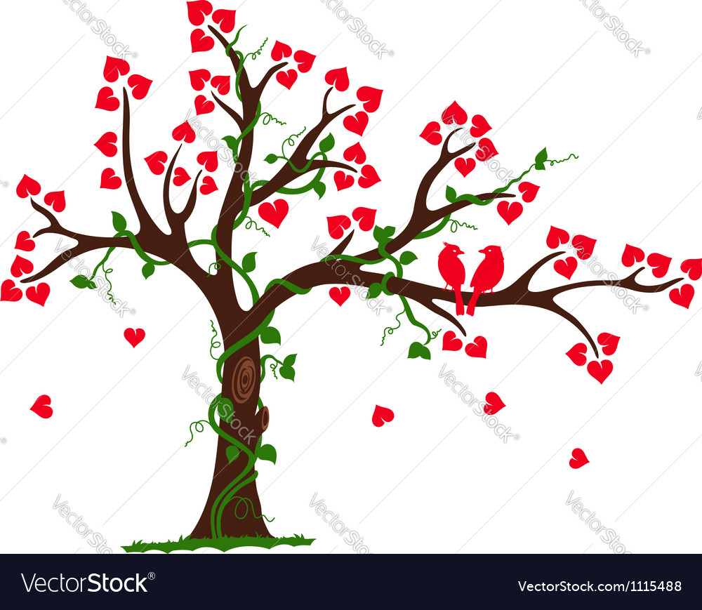 Download Love Tree with Heart liana and vine Royalty Free Vector