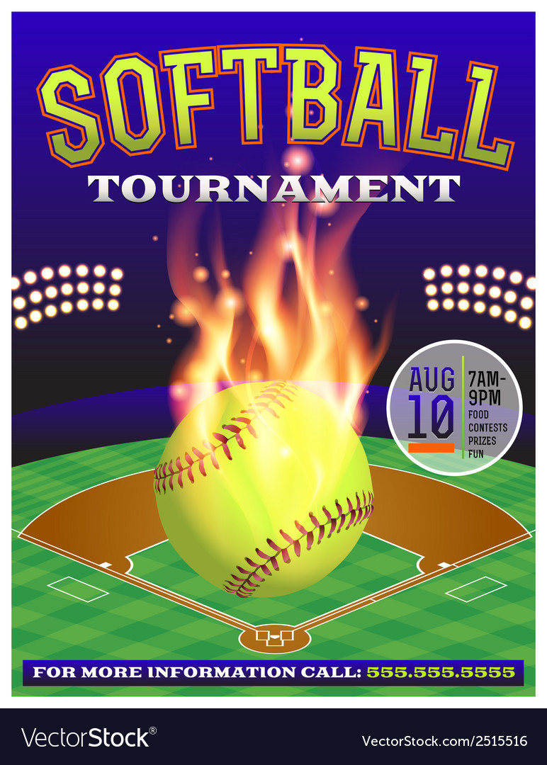Softball Tournament Flyer Royalty Free Vector Image VectorStock