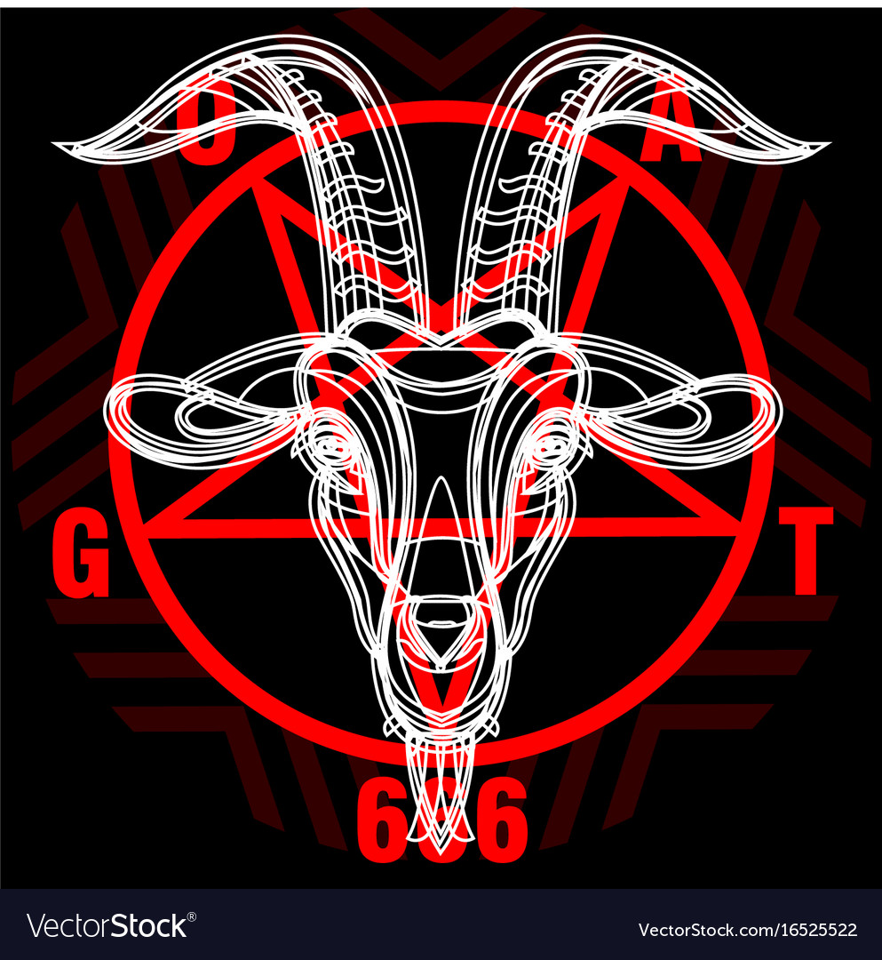 Pentagram with demon baphomet satanic goat head Vector Image