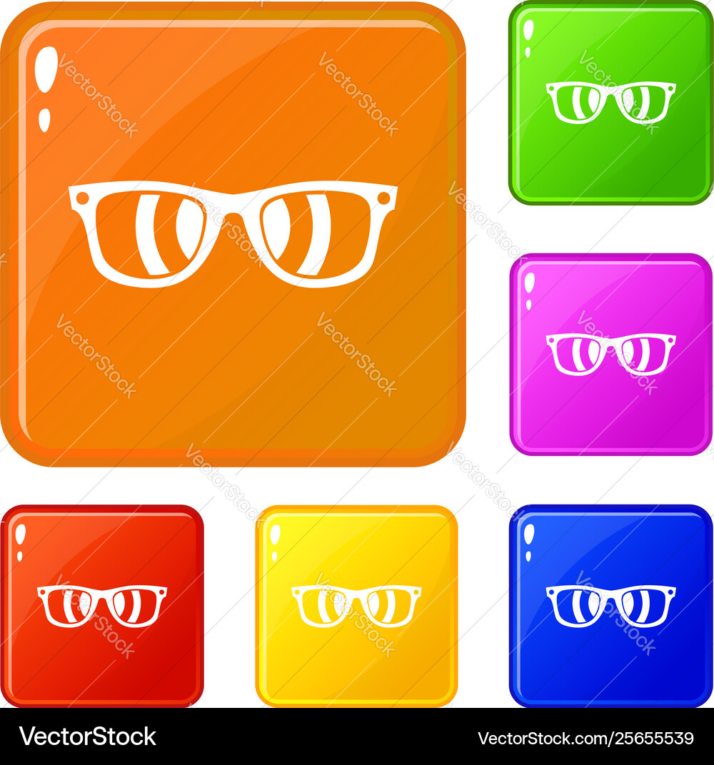 Sunglasses icons set color Royalty Free Vector Image