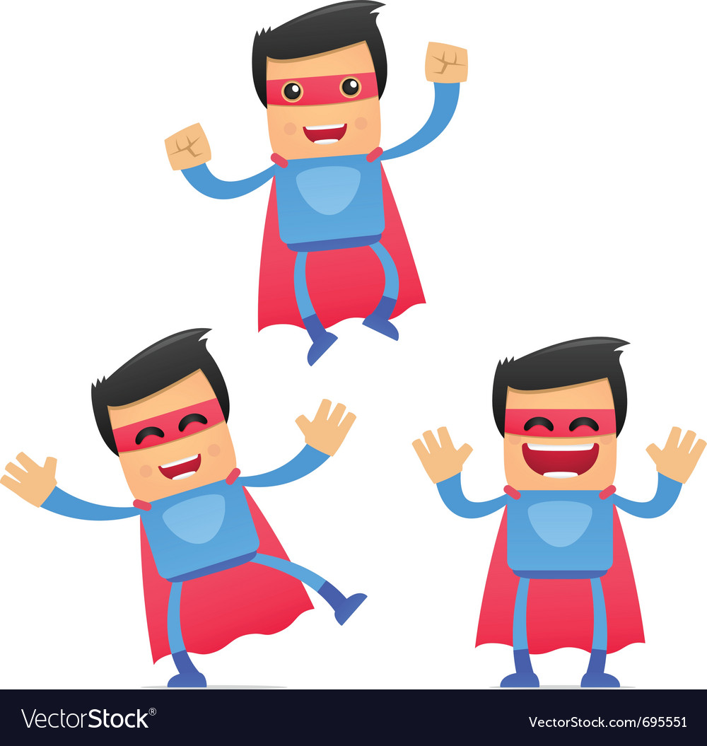 Set Of Funny Cartoon Superhero Royalty Free Vector Image Set Of Funny Cartoon Superhero Royalty Free Vector Image