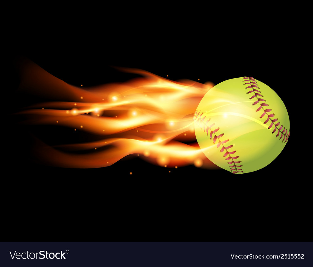 Softball on Fire Royalty Free Vector Image VectorStock