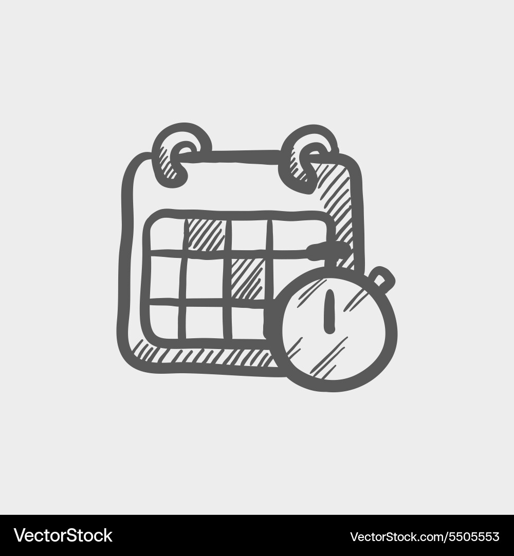Calendar And Stopwatch Sketch Icon Royalty Free Vector Image