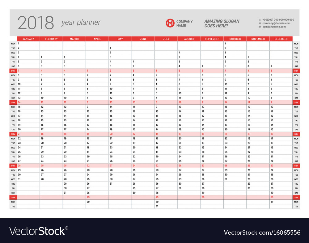 planning calendar template 2018