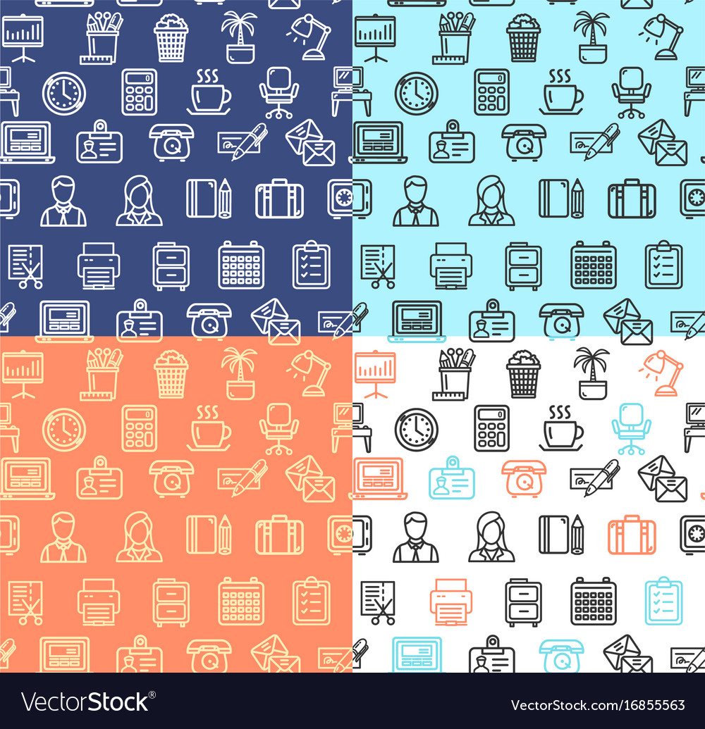 Office work pattern background set Royalty Free Vector Image