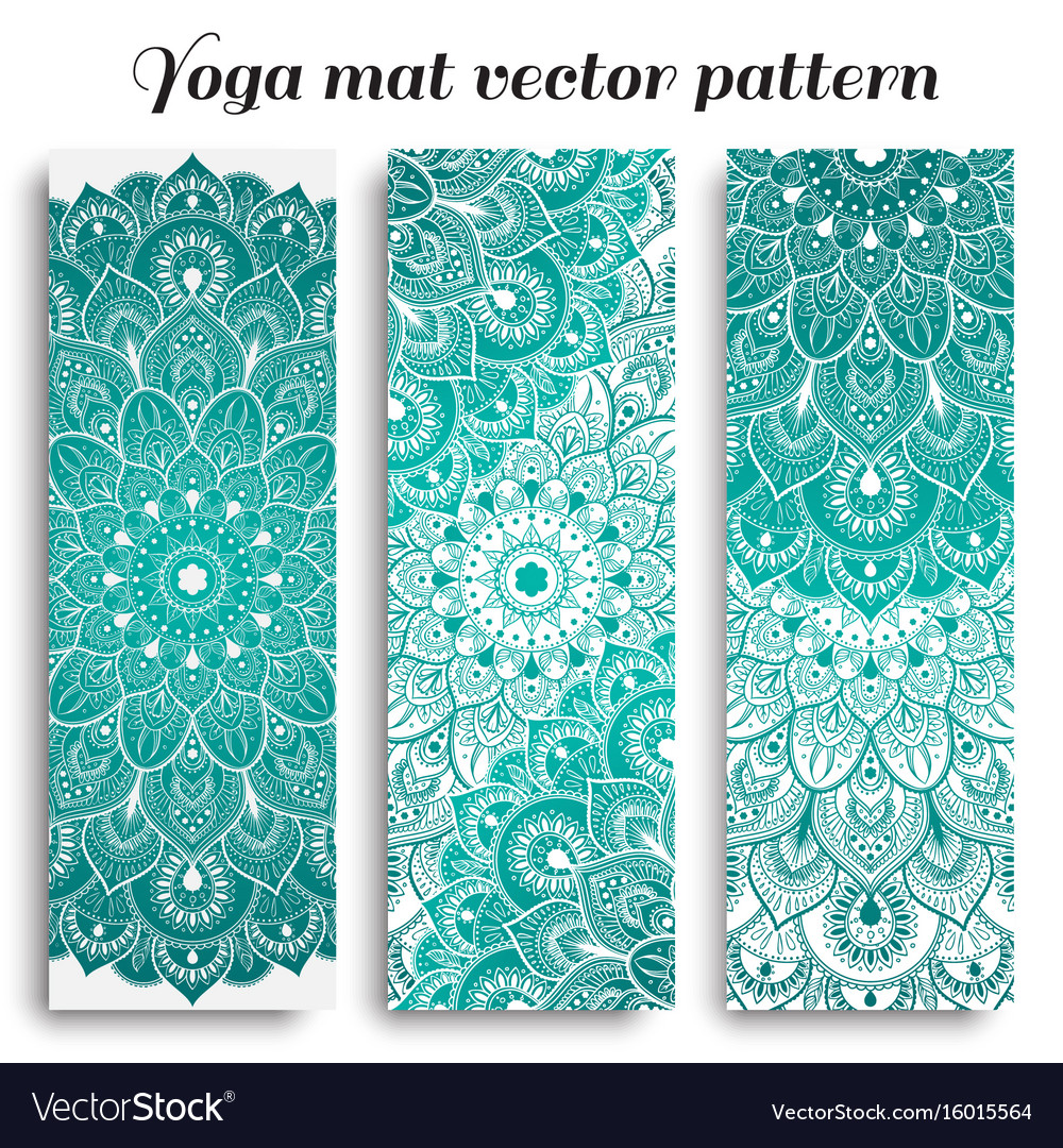 Set Of Yoga Mat Pattern Light Colors Vector Image Set Of Yoga Mat Pattern Light Colors Vector Image