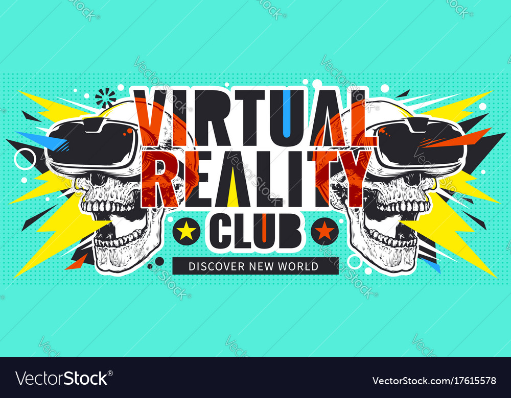 virtual reality flyer with skulls royalty free vector image virtual reality flyer