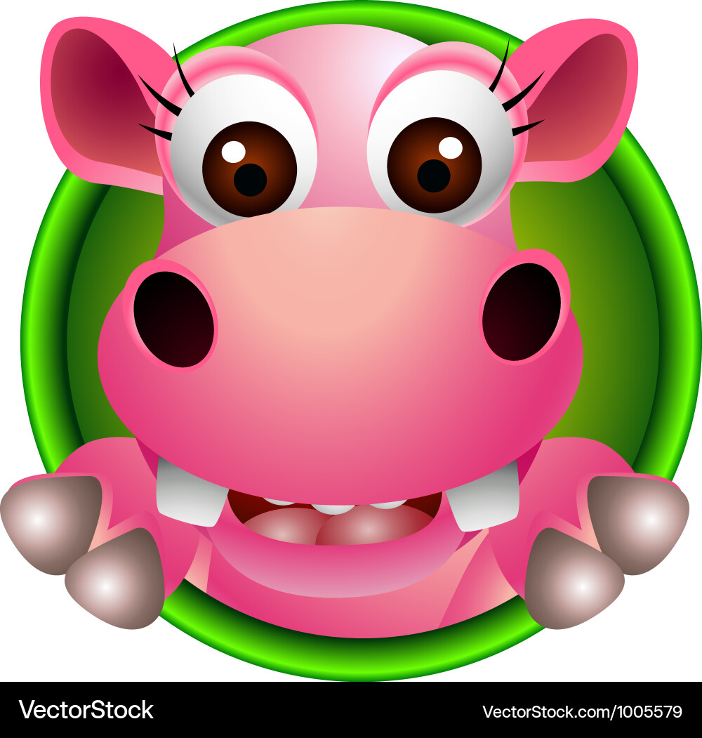 Cute hippo head cartoon Royalty Free Vector Image