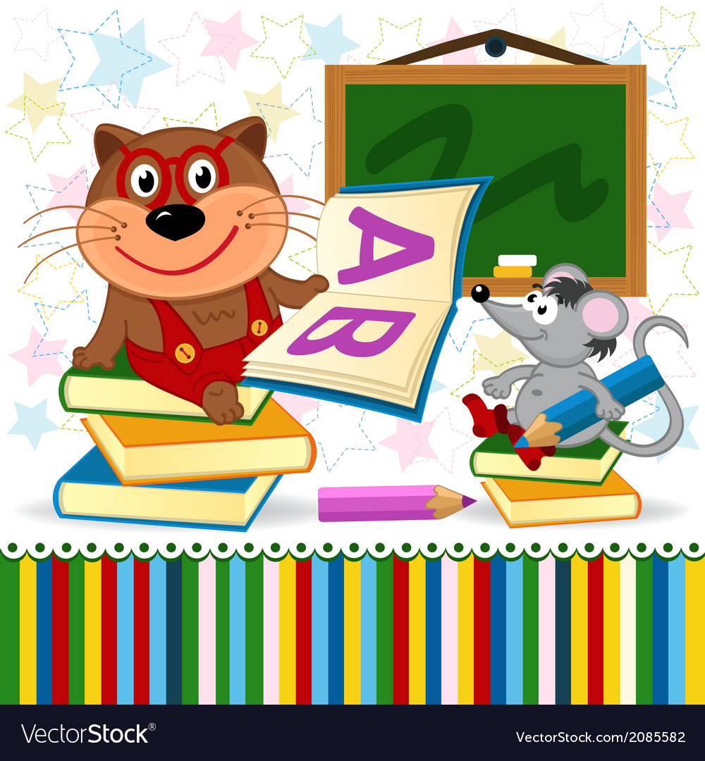 Cat mouse in school Royalty Free Vector Image VectorStock