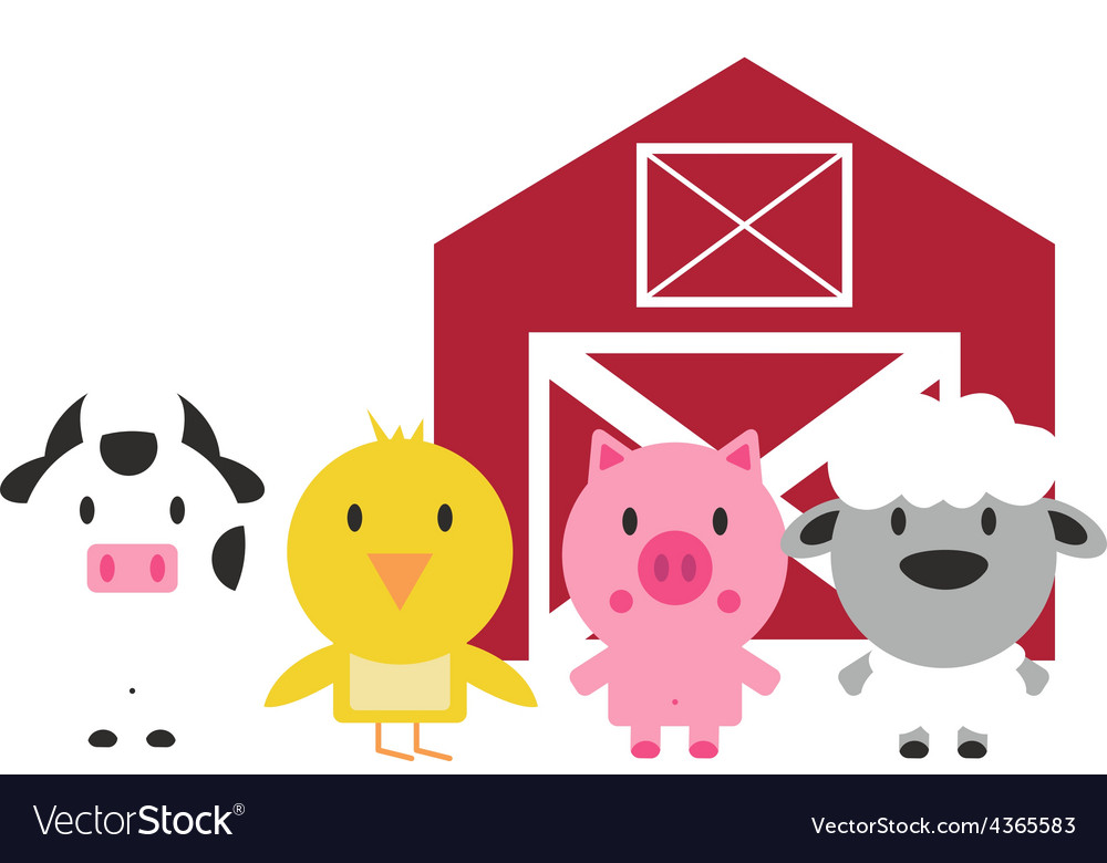 Download Barn and Cute Farm Animals Set Royalty Free Vector Image ...