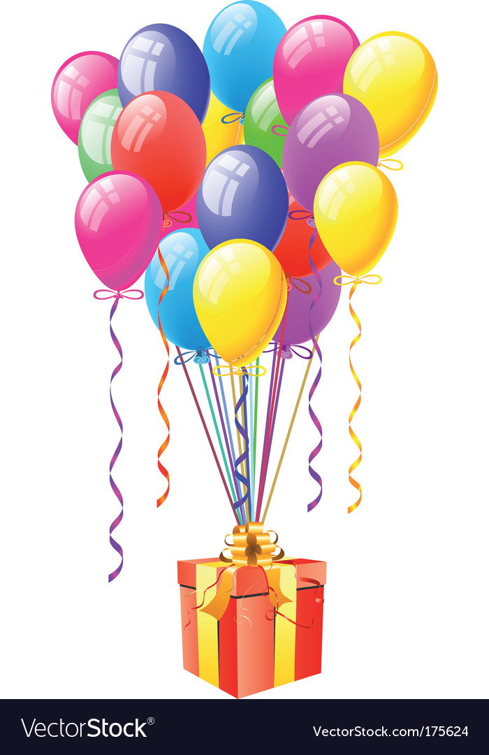 Balloons with gift box Royalty Free Vector Image
