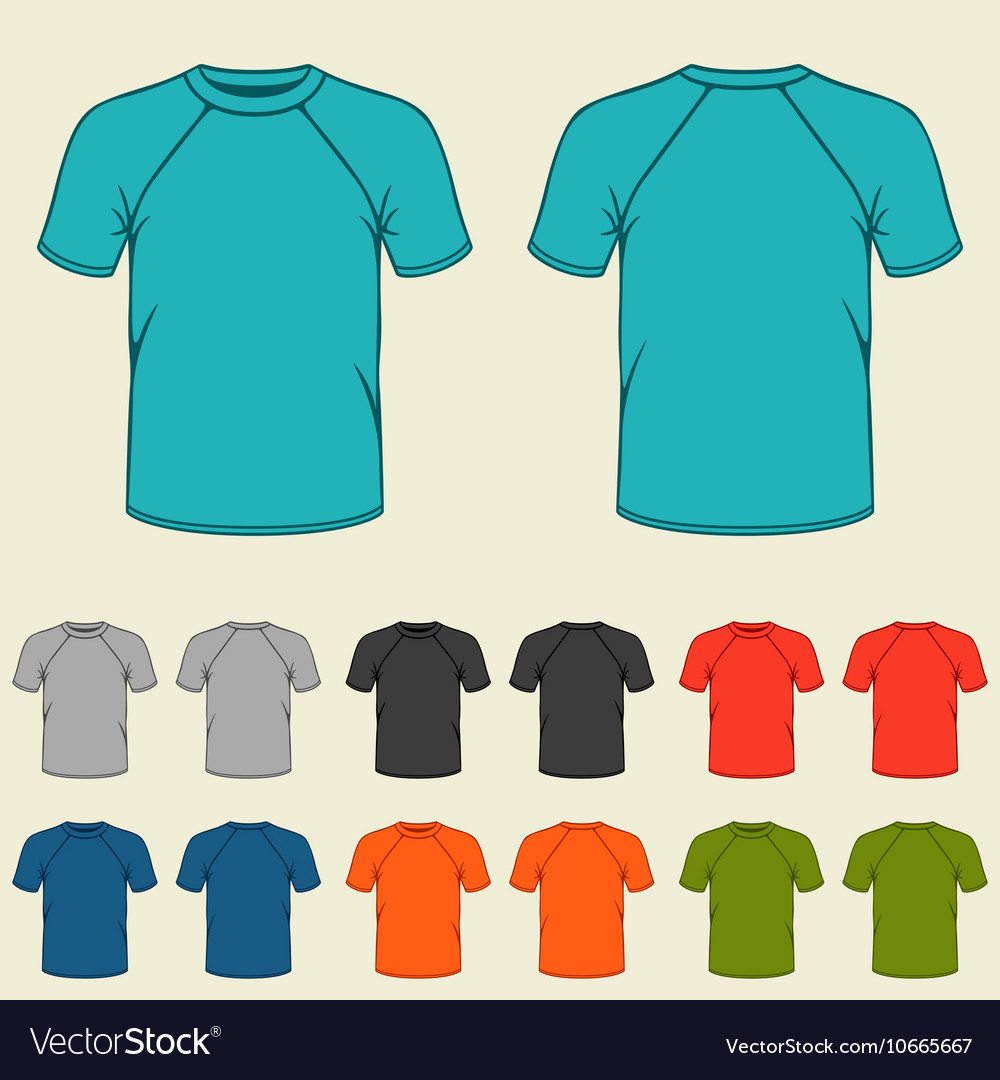 Set Of Colored T Shirts Templates For Men Royalty Free Vector Image Vectorstock Teal T Shirt Template