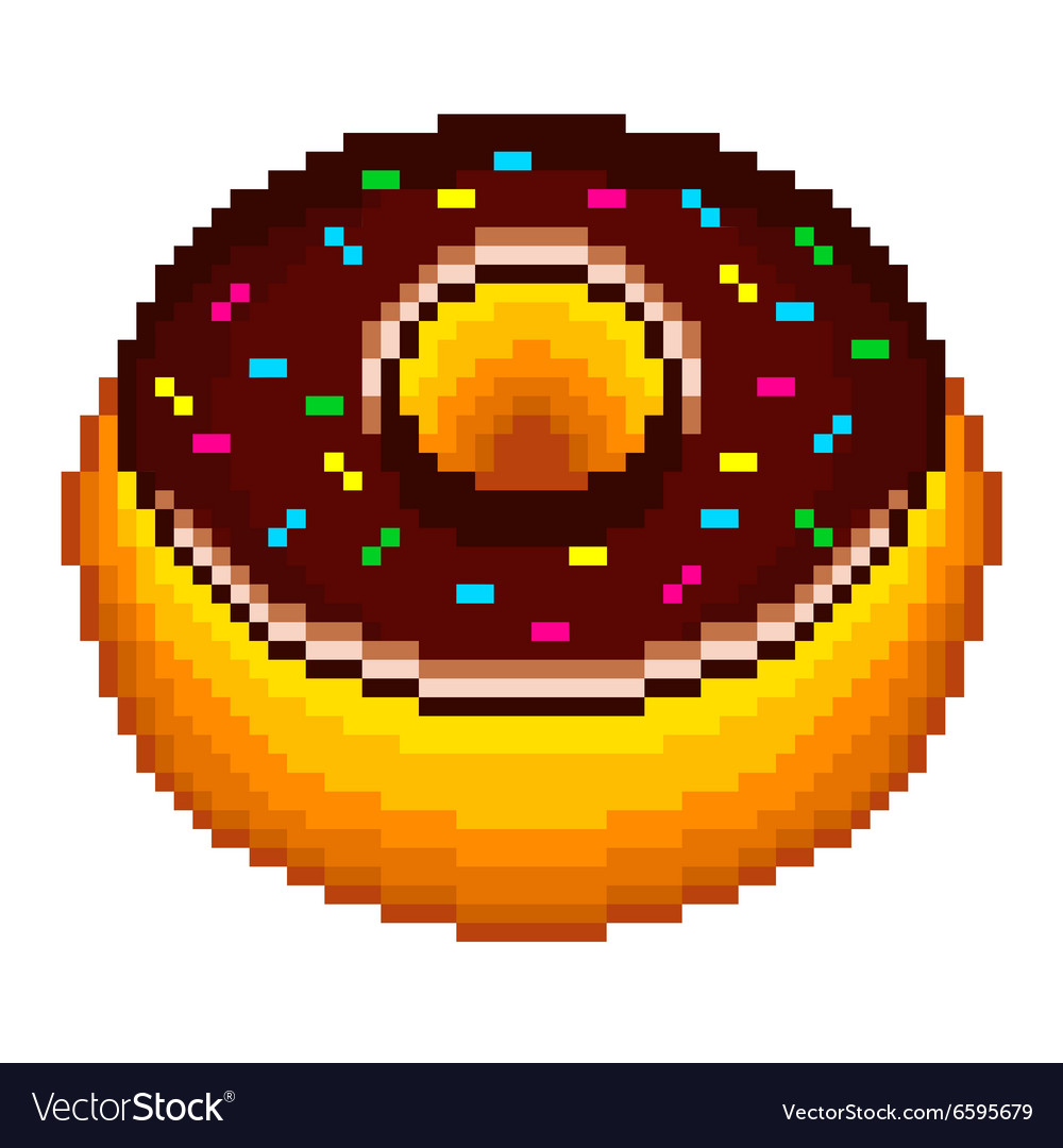 Pixel donut isolated Royalty Free Vector Image