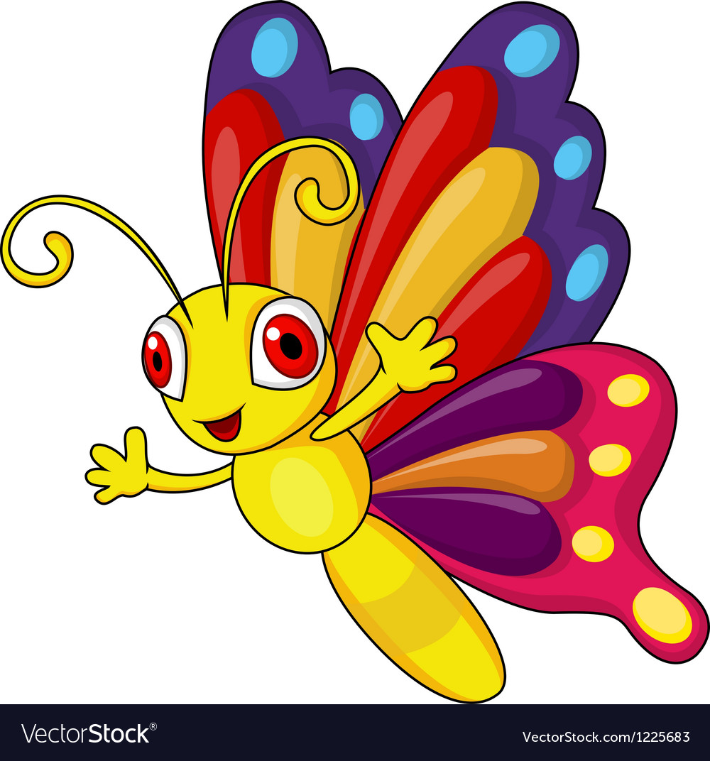 Funny butterfly cartoon Royalty Free Vector Image