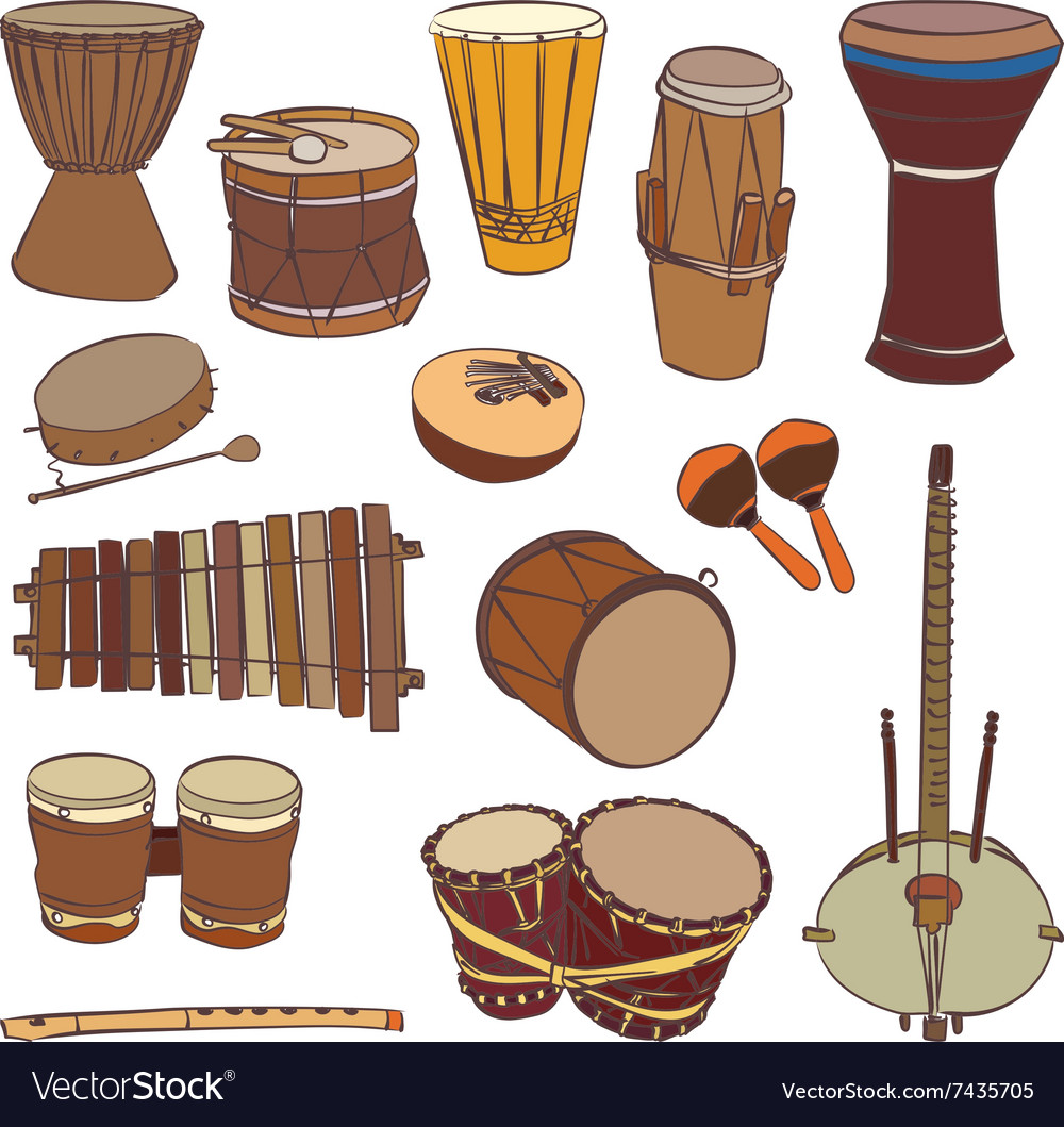African Traditional Musical Instruments Royalty Free Vector african-traditional-musical-instruments-royalty-free-vector