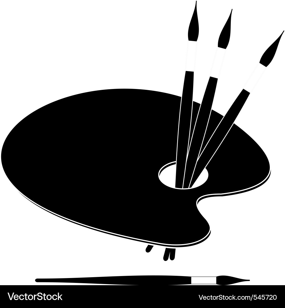 Palette and paint brushes Royalty Free Vector Image - VectorStock