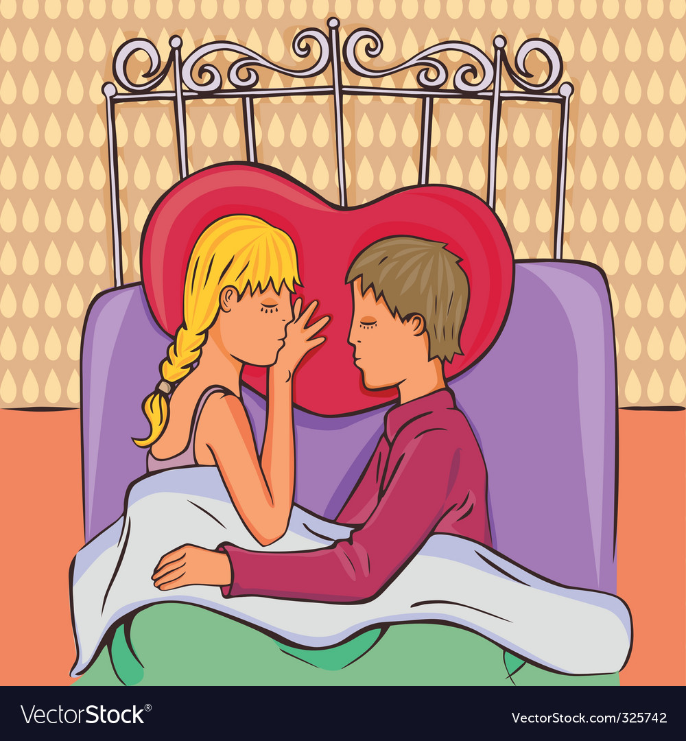 Lovers In Bed Cartoon Royalty Free Vector Image